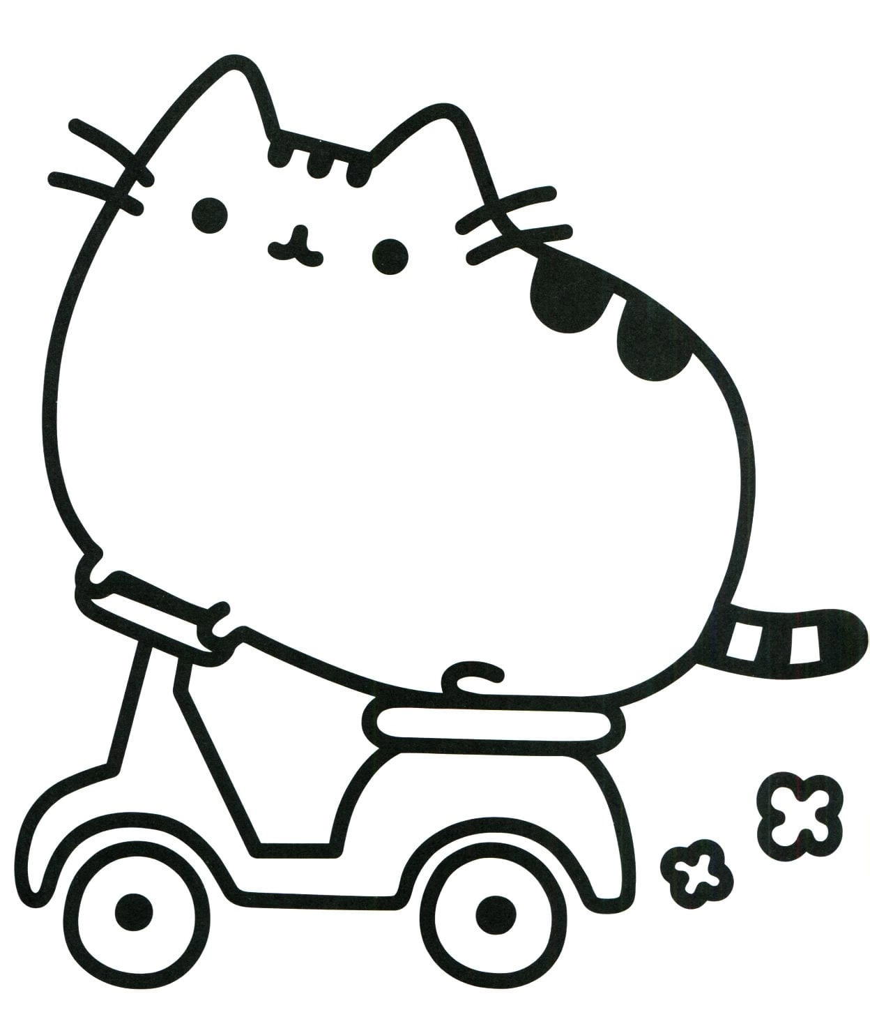 Kolorowanka Pusheen na skuterze